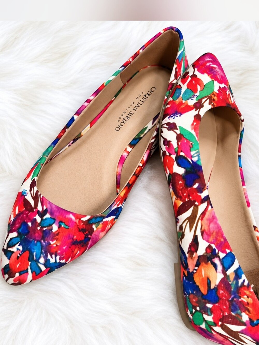 Christian Siriano Multicolor Floral Pointed-Toe Flats Size 8.5 - Picture 6 of 8